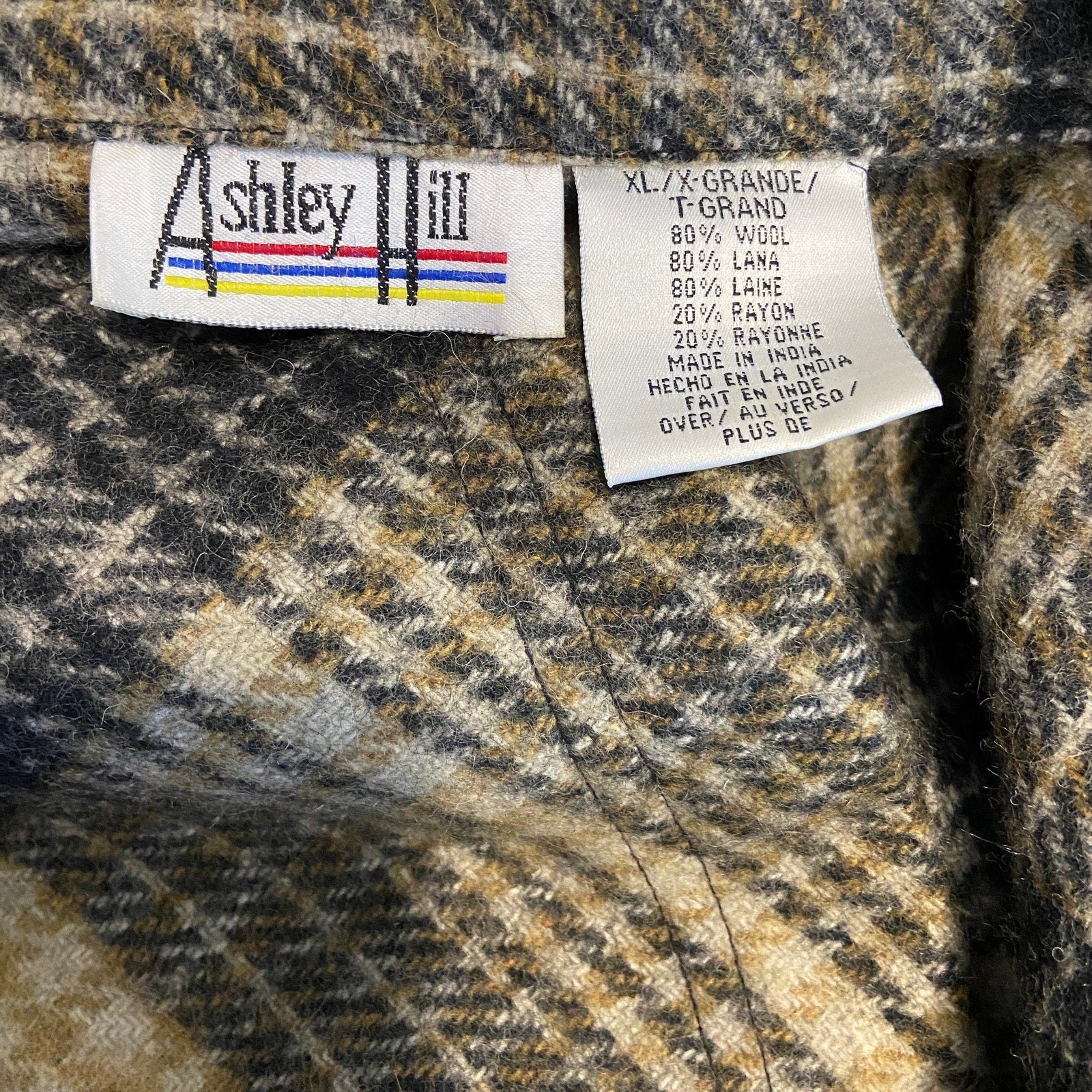 Vintage Wool Blend Plaid Oversized Long Fringe Shacket - Women's Size XL