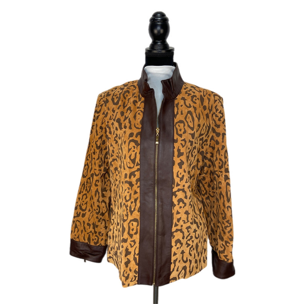 Terry Lewis Luxuries Leather Animal Print Mob Wife Chic Jacket - Women's Size L