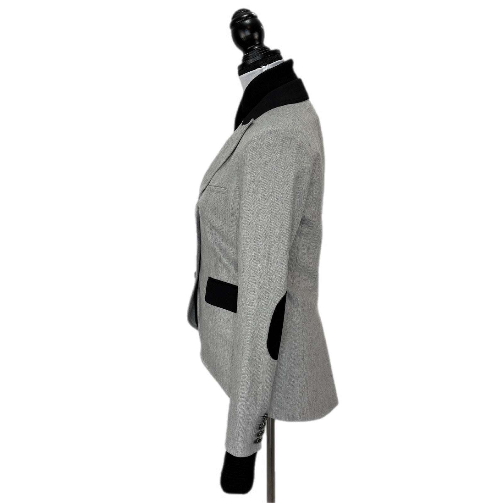 Veronica Beard Hudson Herringbone Jacket Black Wool Sweater Dickey - Women's 2