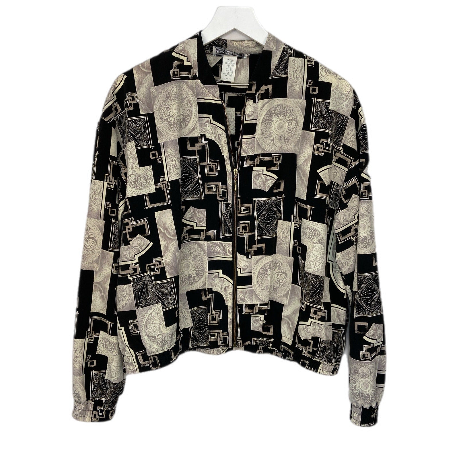 American Vintage Mixed Pattern Zip Up Patterned Bomber Jacket - Women's Size L