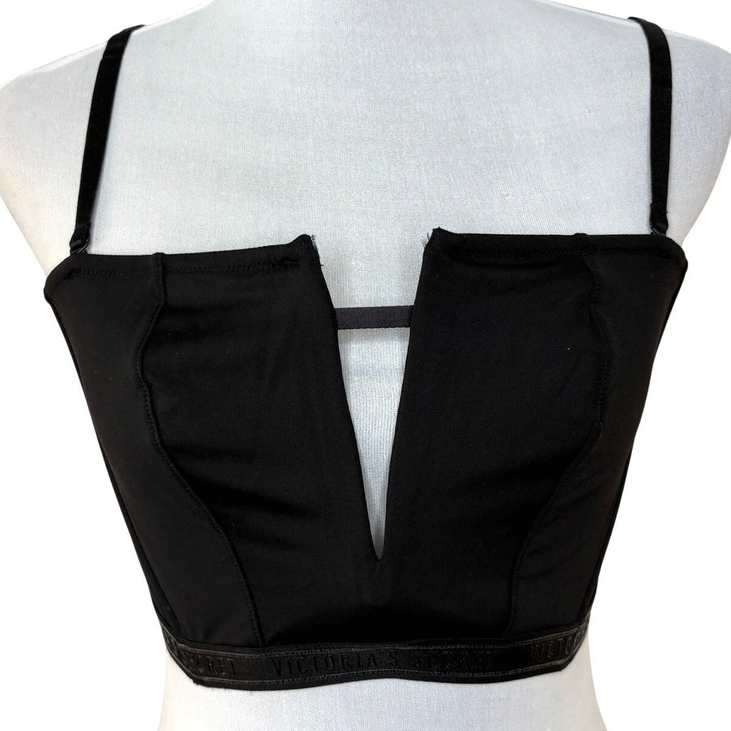 Victoria's Secret Very Sexy Unlined Black Satin Plunge Bustier - Women's Size L