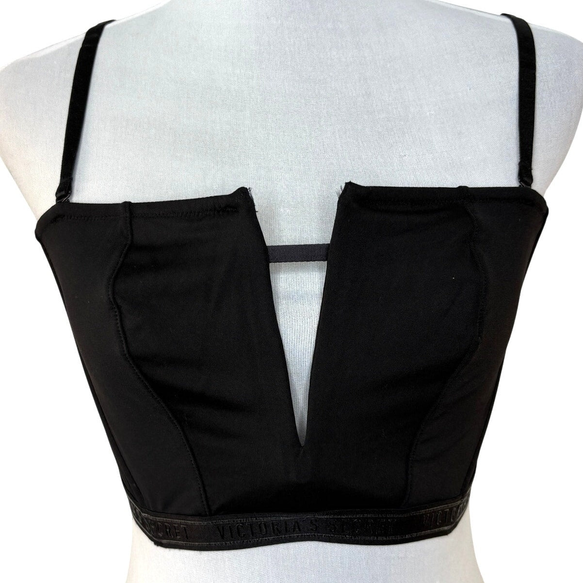 Victoria's Secret Very Sexy Unlined Black Satin Plunge Bustier - Women's Size L
