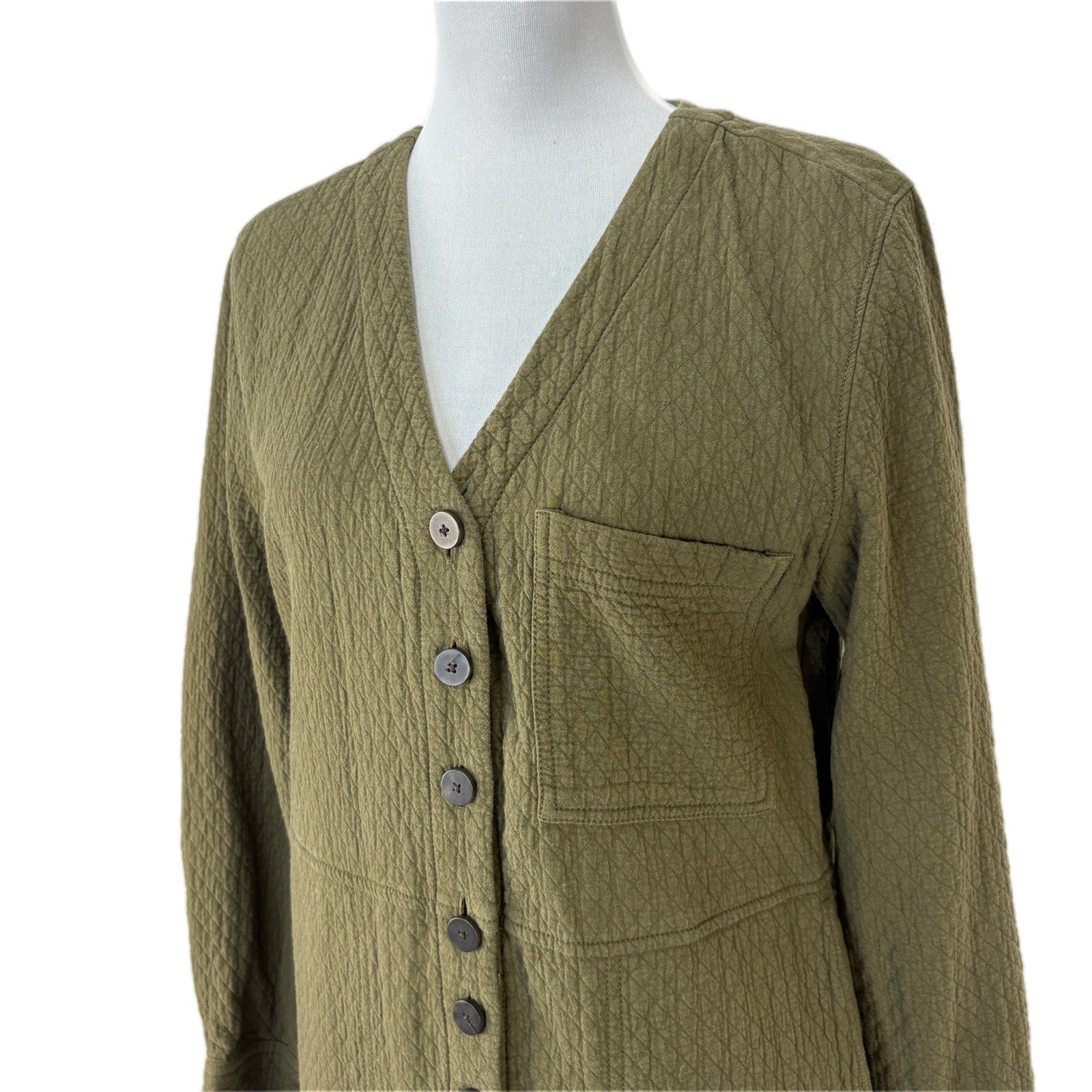 Madewell Green Quilted Long Sleeve Jumpsuit - Women's Size M
