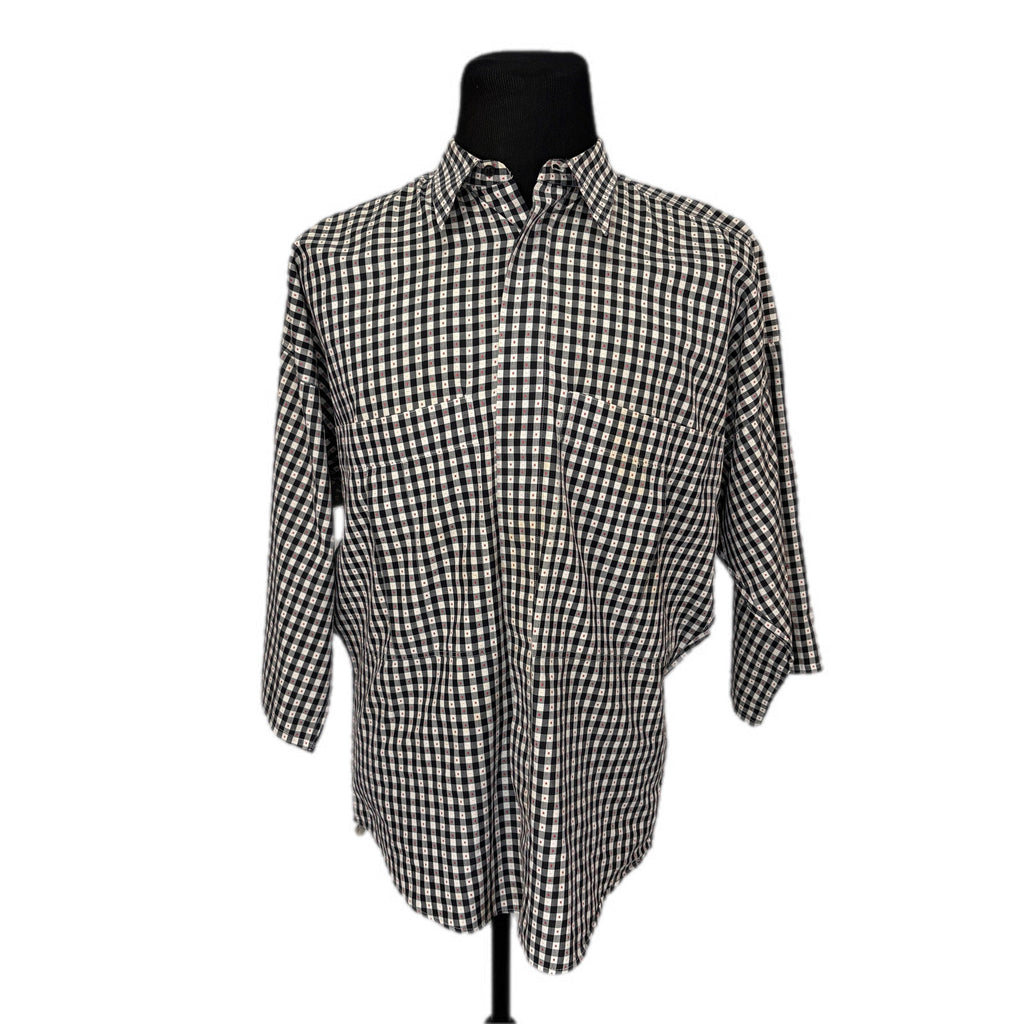 Vintage 80's Rare Gianni Versace Checkered Plaid Button Front Shirt - Men's M