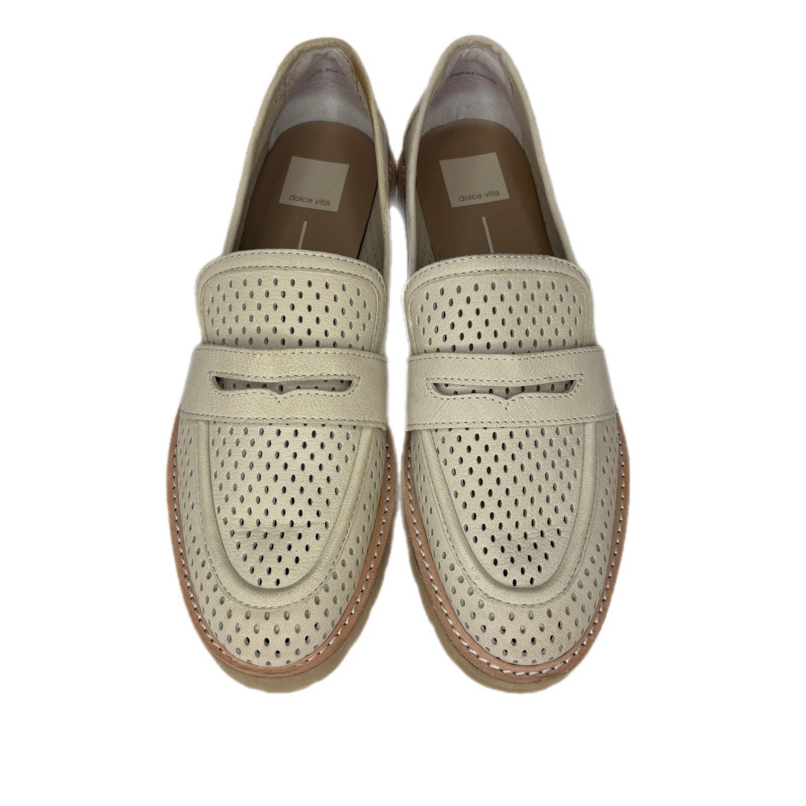 Dolce Vita Malila Perforated Chunky Loafers in Ivory - Women's Size 10