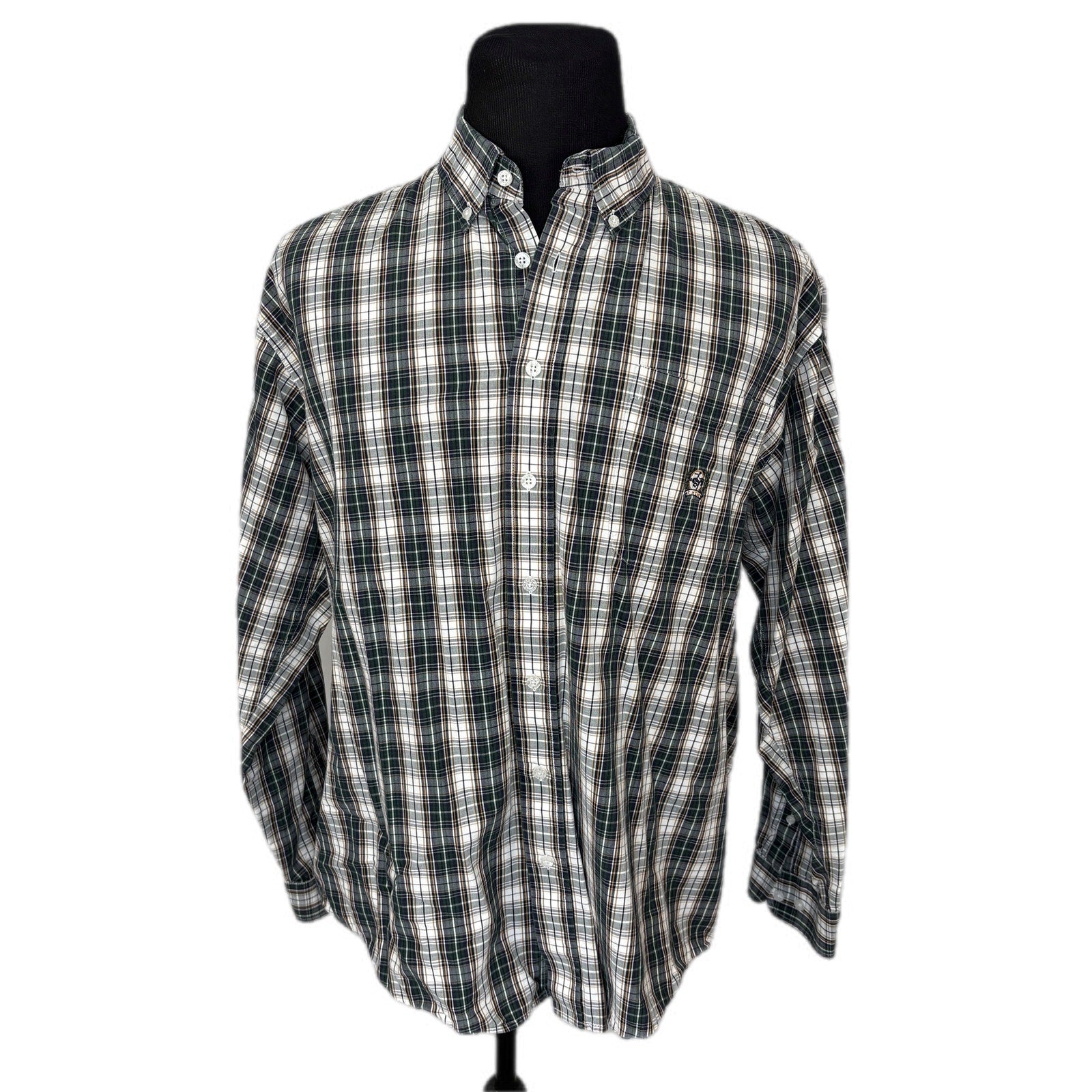 Cinch Green Plaid Cotton Button Down Shirt - Men's Size L