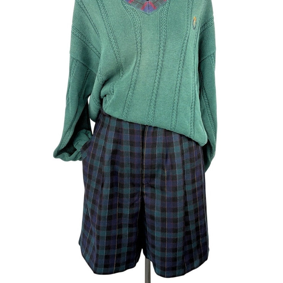 Vintage Wool Plaid Shorts | High Waist Preppy Style | Threaded Social Club