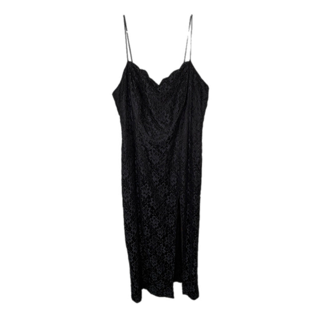 Vintage Black Lace Slip Dress Made in USA - Women's Size 10/12