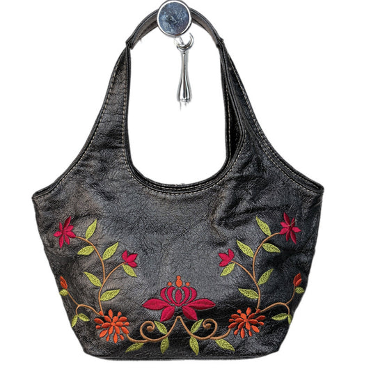 Y2K Faux Leather Floral Embroidered Small Shoulder Bag