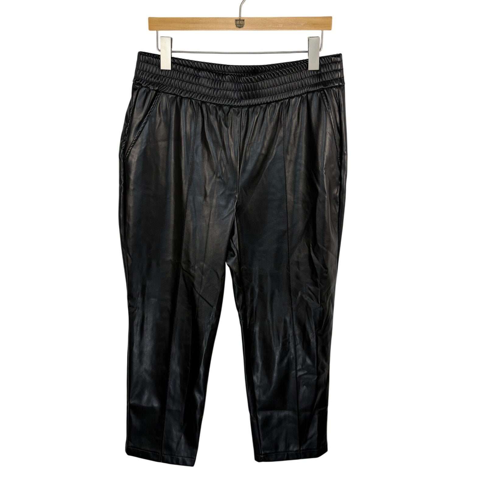 Maison d'Amelie Black Faux Leather Pants - Women's Size 12