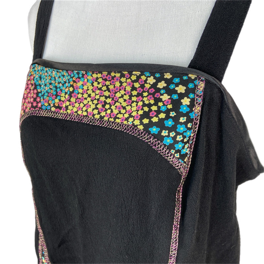 Tommy n Loulou Black Floral Crop Tank Top - Women's Size M