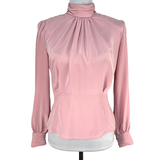 American Vintage Light Pink High Neck Long Sleeve Blouse - Women's Size 6