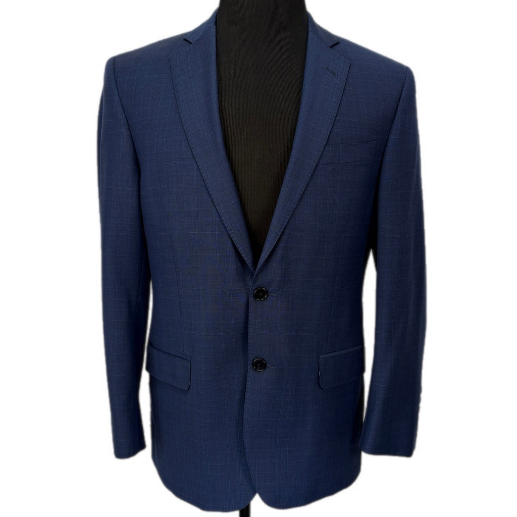 Brooks Brothers Blue Wool Blend Plaid Two Button Regent Fit Jacket - Men's 40S