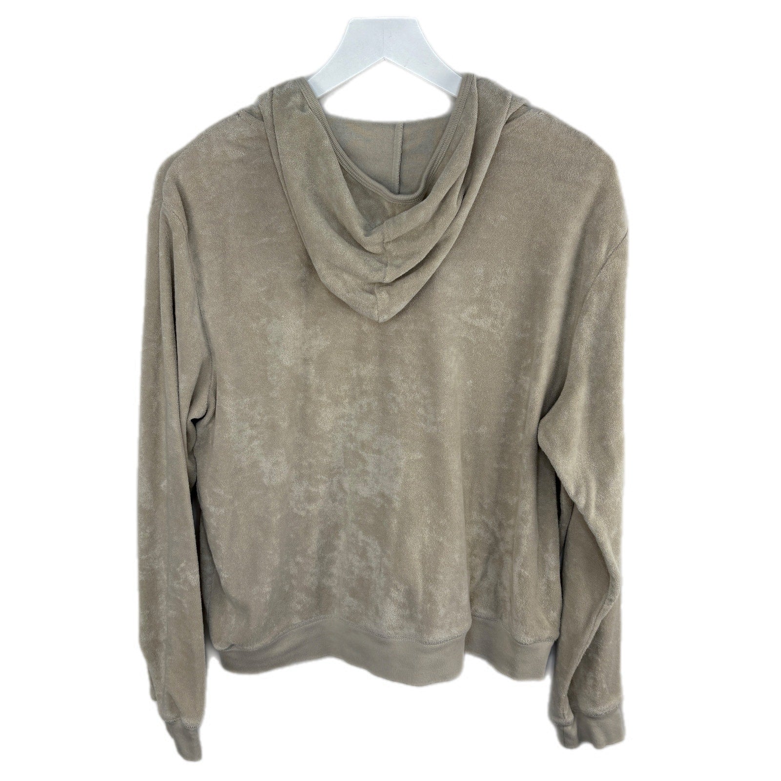 Y2K Tan Velour Zip Up Hoodie - Women's Size XL