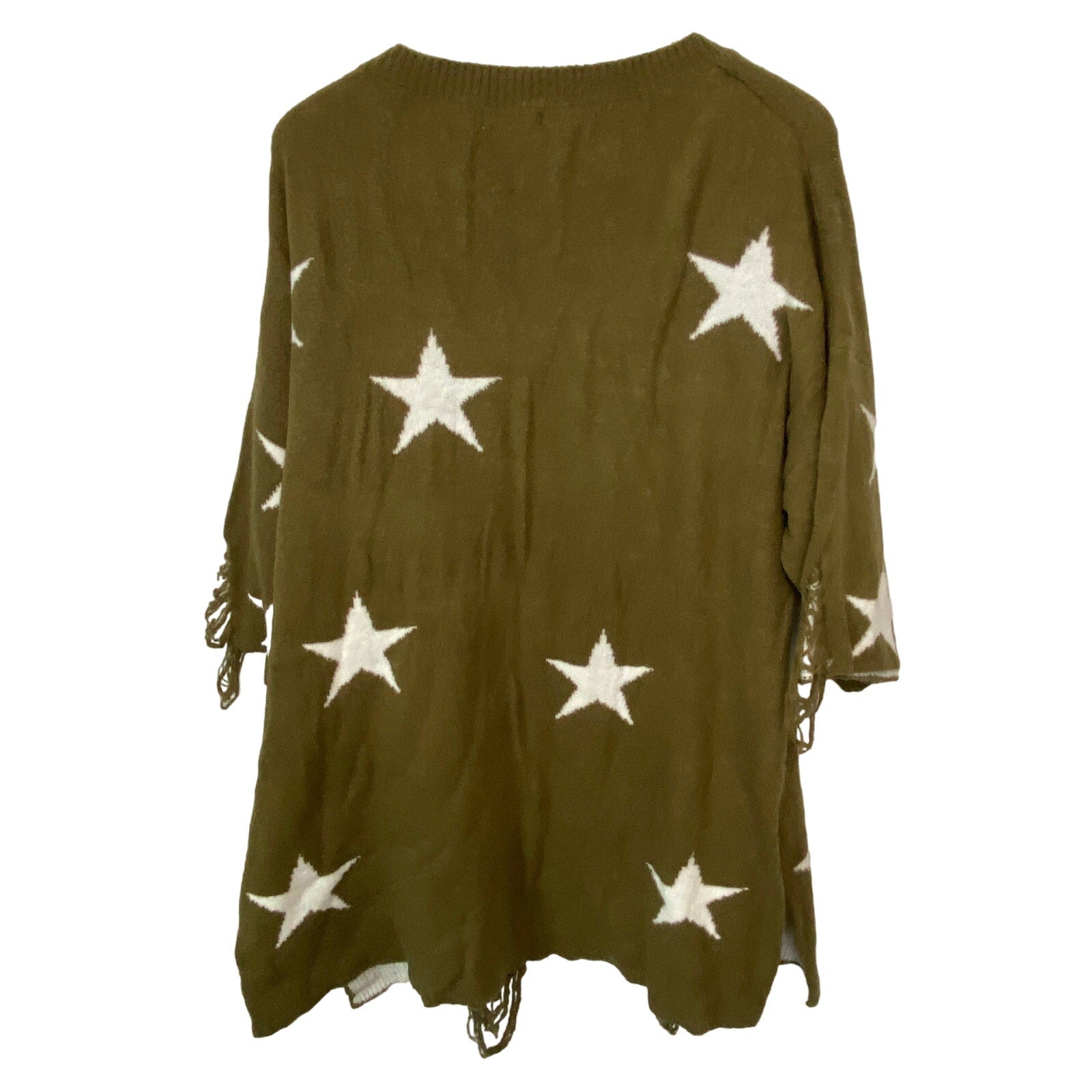 Easel Oversized Star Pattern Distressed Sweater Tunic - Women's Size S/M