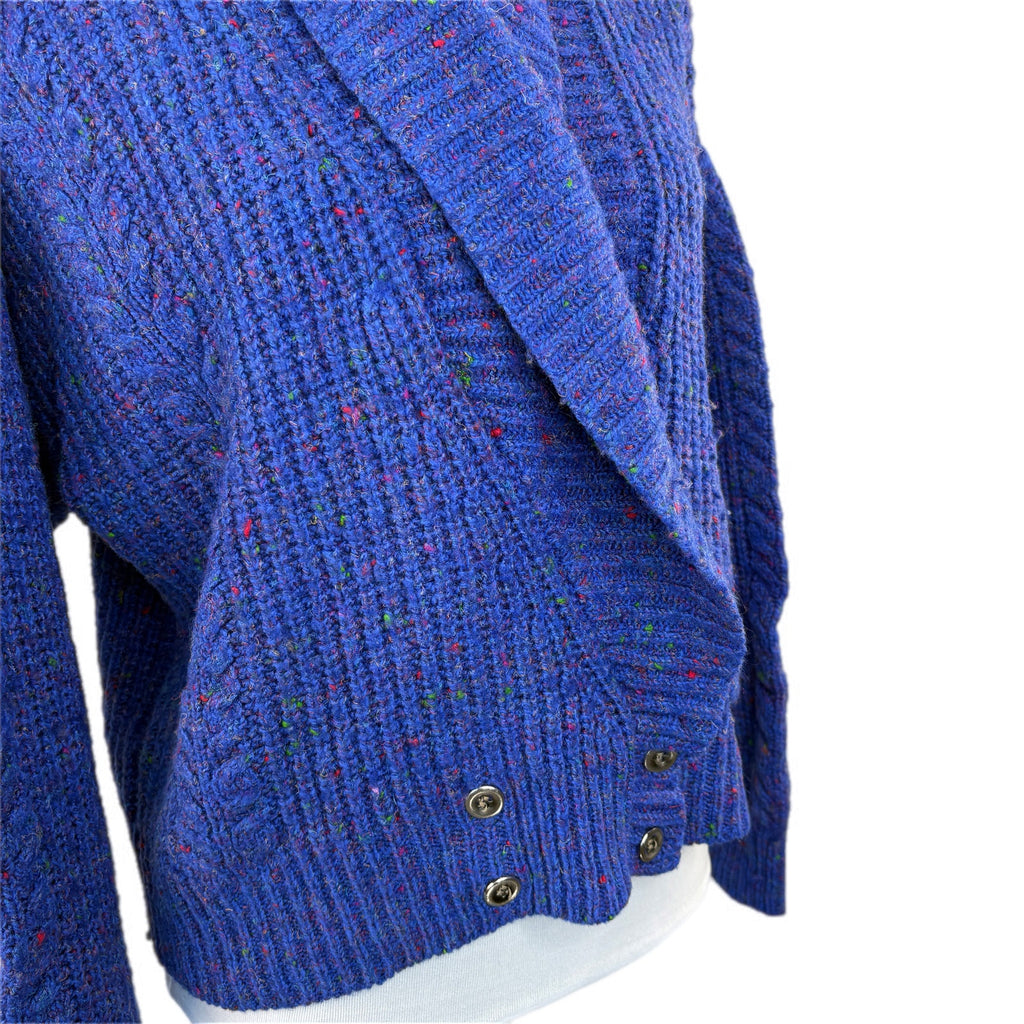 Vintage Blue Confetti Pattern Cowl Neck Sweater - Women's Size S