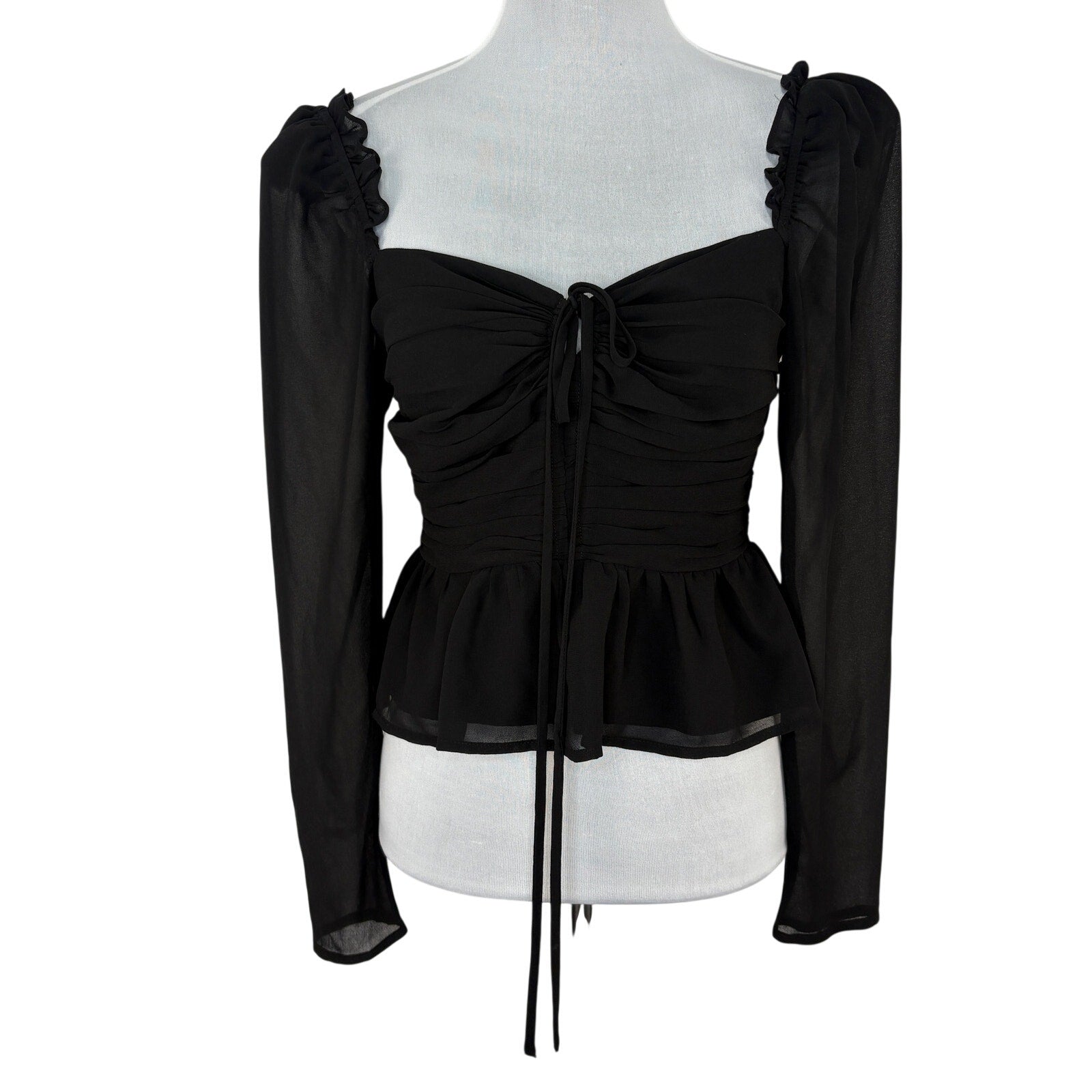 ASTR The Label Black Off Shoulder Long Sleeve Crop Top - Women's Size M