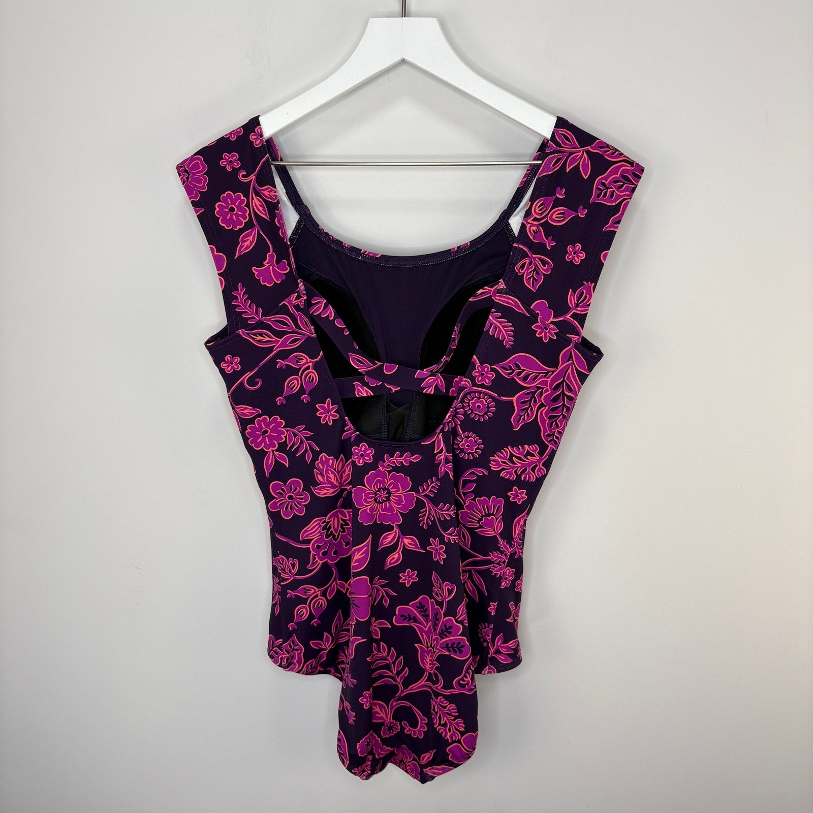 Lands' End Purple Floral 1 Piece Bathing Suit - Women's Size 14L