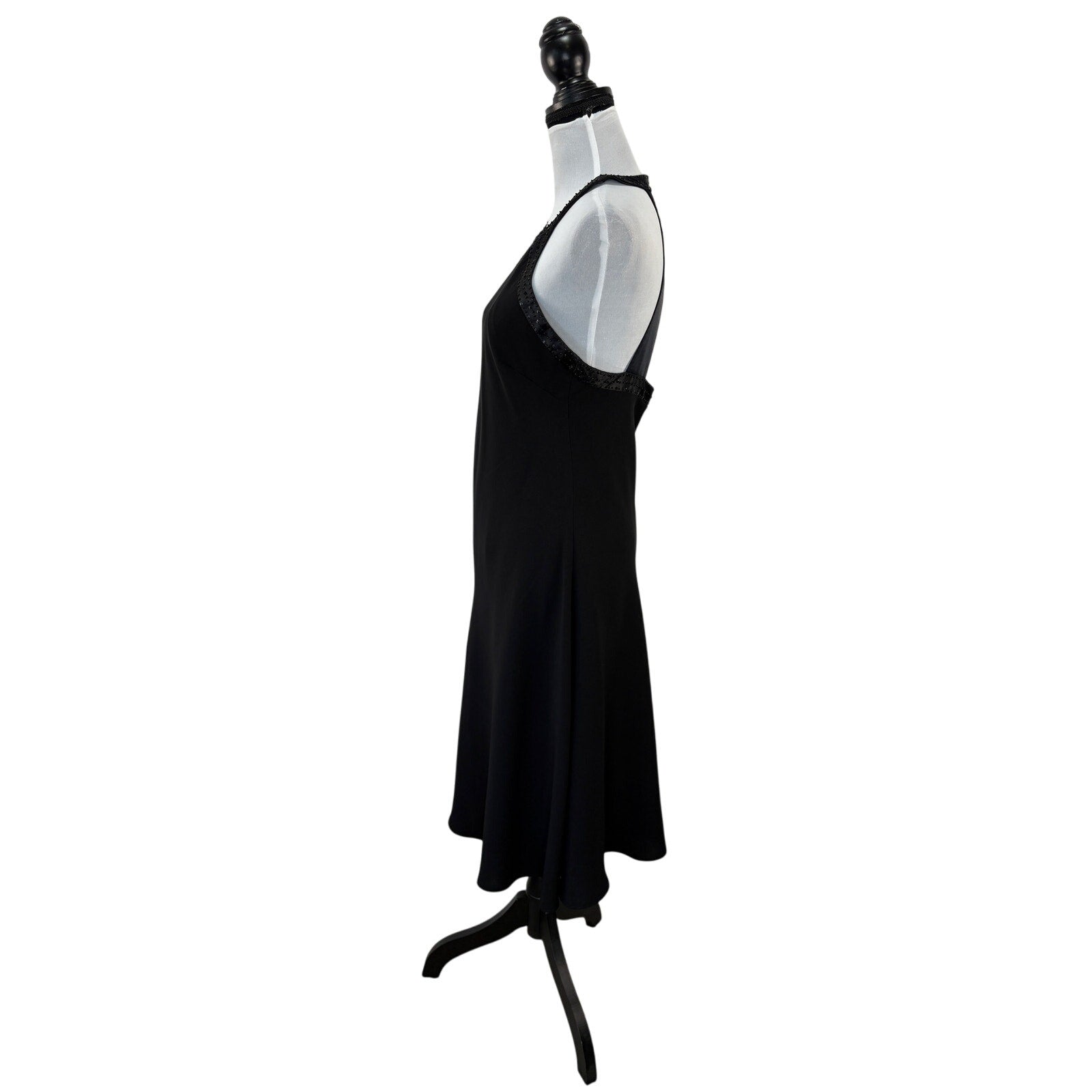 Y2K Black Halter Beaded Neckline Formal Dress - Women's Size 12
