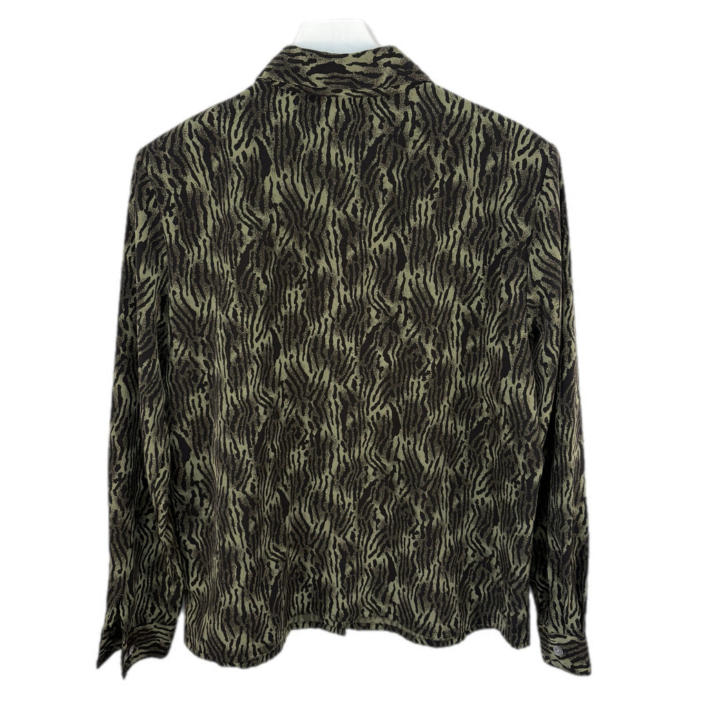 Vintage Green Animal Print Button Up Shirt - Women's Size 14