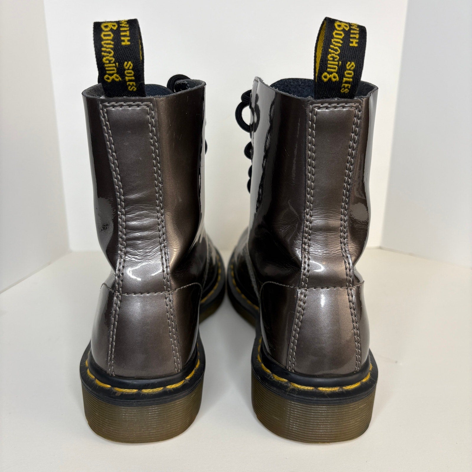 Dr Martens Pascal Pewter Lace Up Boots - Women's Size 6