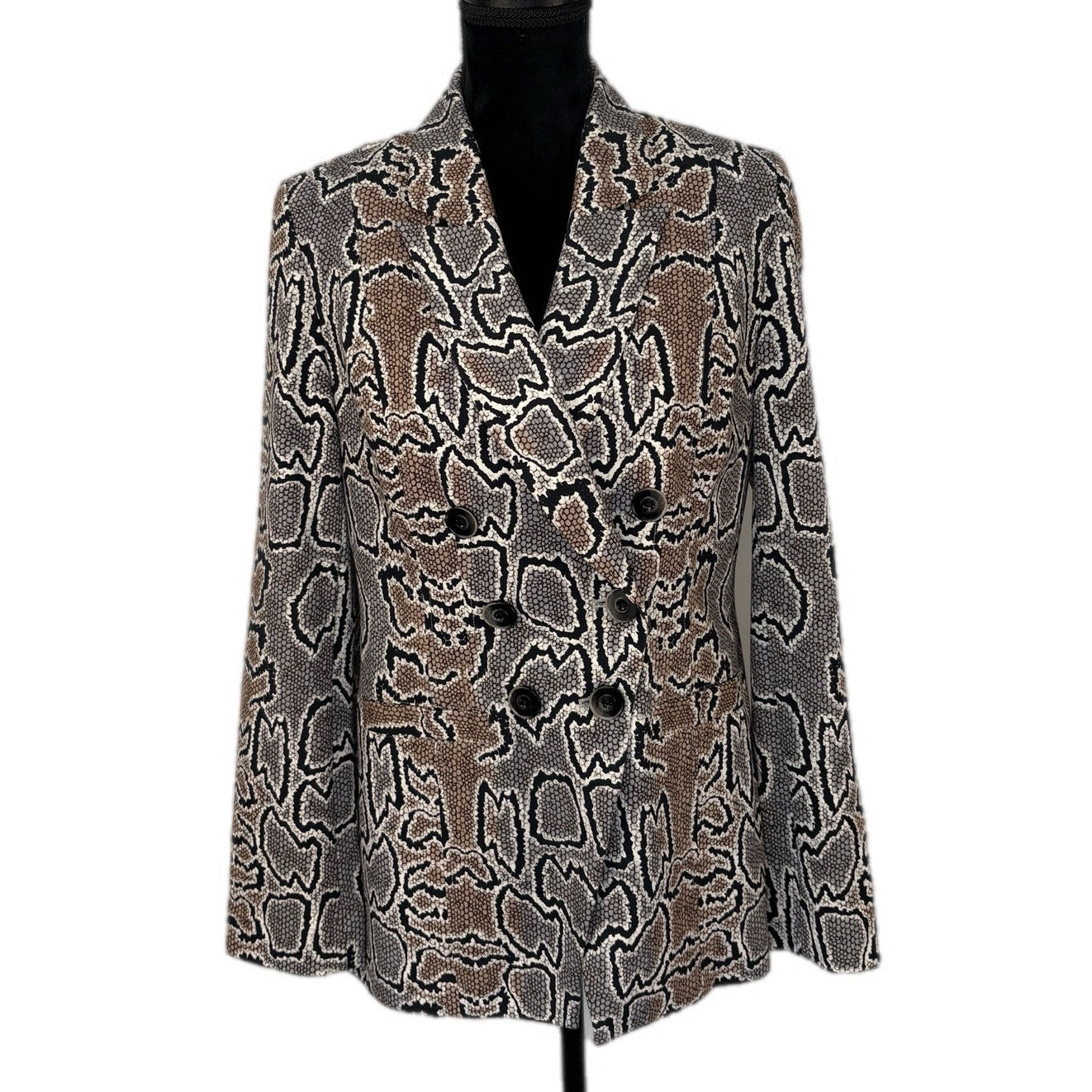 cabi Snake Print Stretchy Double Breasted Blazer - Women's Size 8