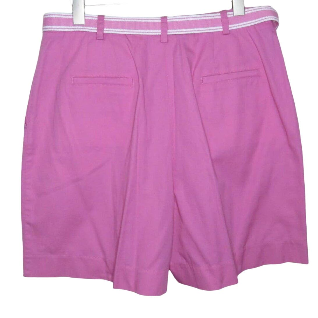 Pink High Waisted Pleat Front Shorts With Matching Belt  - Women's Size 16