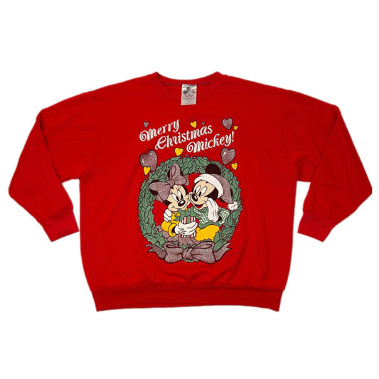 American Vintage Walt Disney Co Christmas Mickey Minnie Wreath Crewneck - XXL