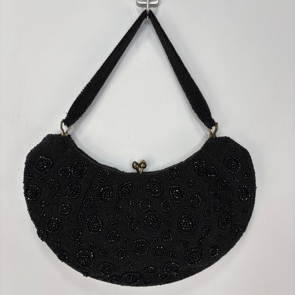 Vintage Hand Beaded in Belgium Black Bag by Josef Small Bag