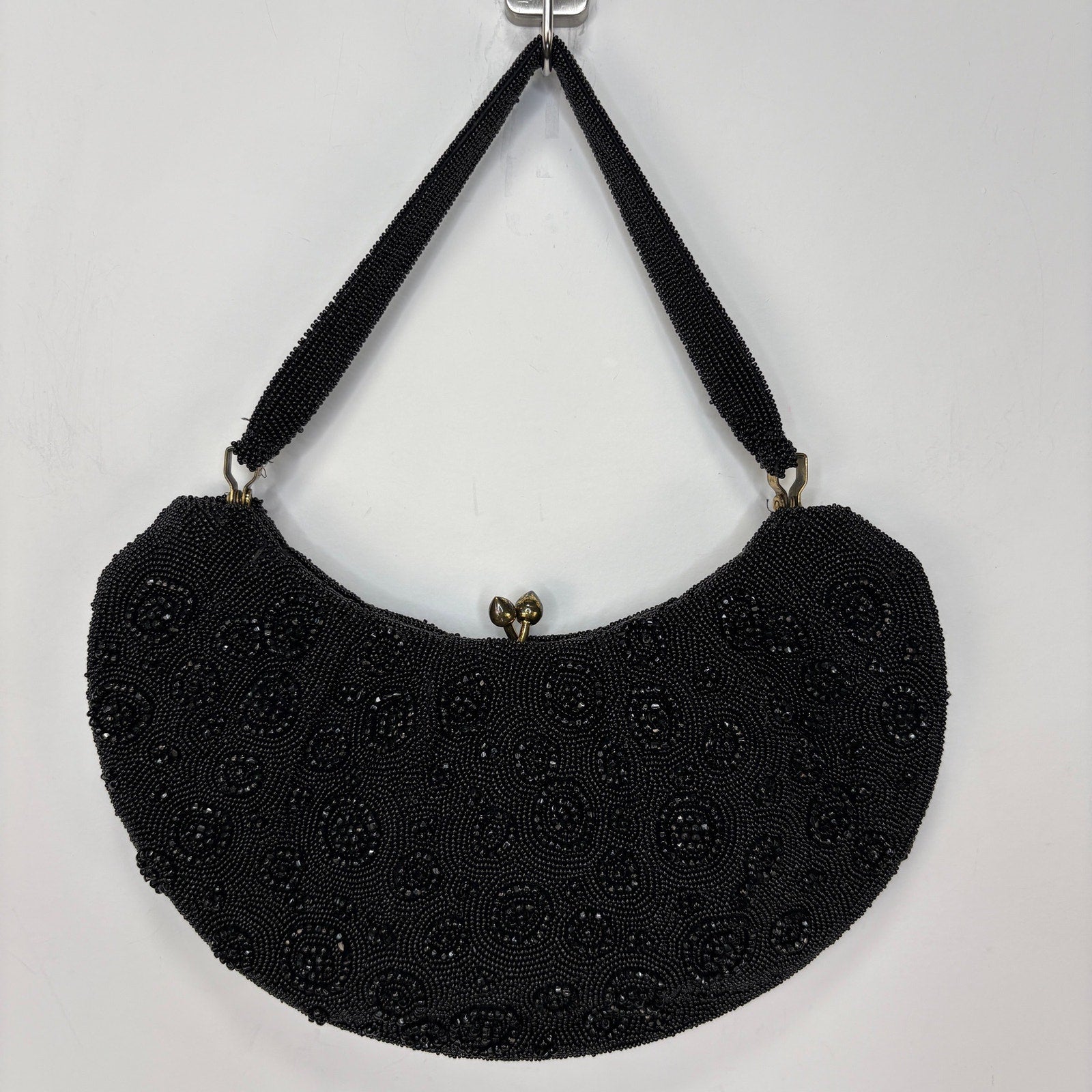 Vintage Hand Beaded in Belgium Black Bag by Josef Small Bag
