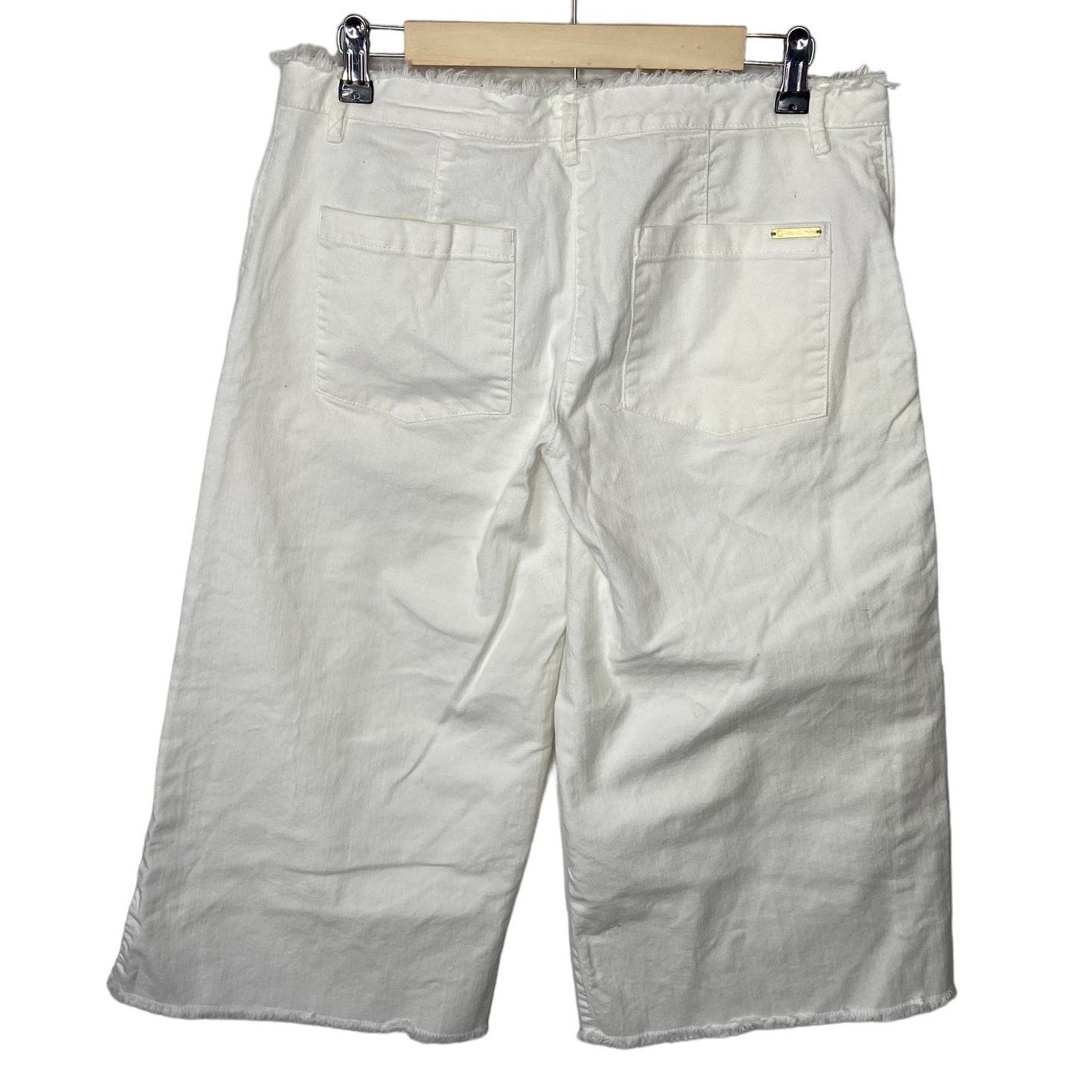 Michael Kors White Raw Hem Cropped Wide Leg Jeans - Women's Size 8