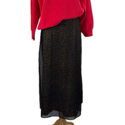 American Vintage Leopard Print Sheer Black Long Skirt - Women's Size 9