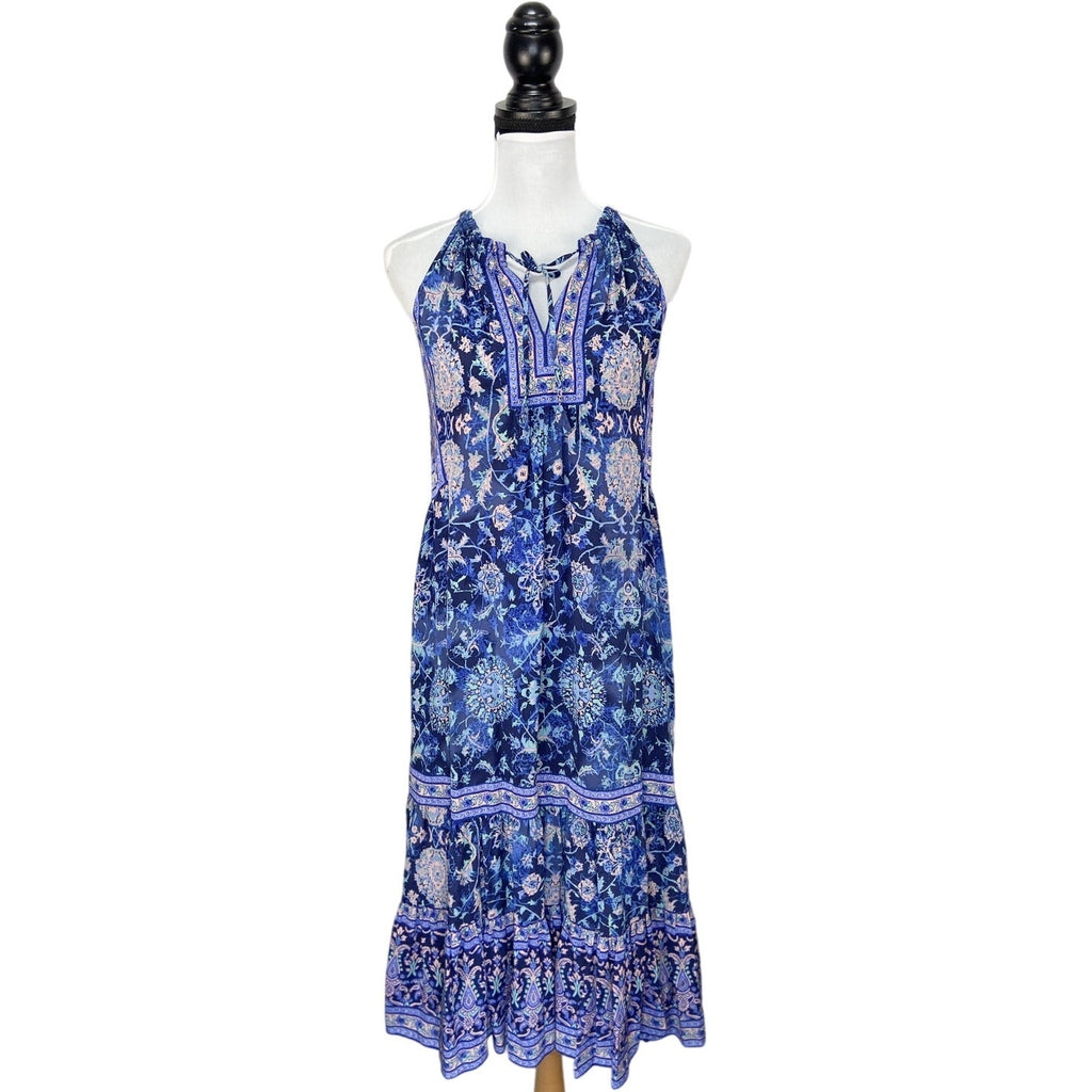 Rebecca Taylor Silk Abstract Halter Sleeveless Midi Dress - Women's Size 0