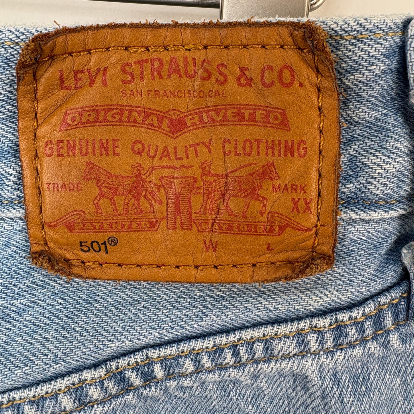 Levi's 501 Repro Big E Distressed Light Wash Jeans - Men's Size 31x26