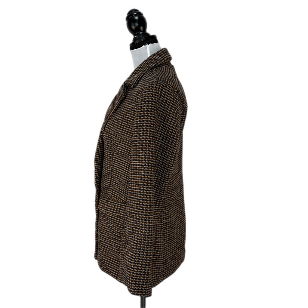 Oversized Brown Plaid Double Breasted Blazer - Women's Size Small