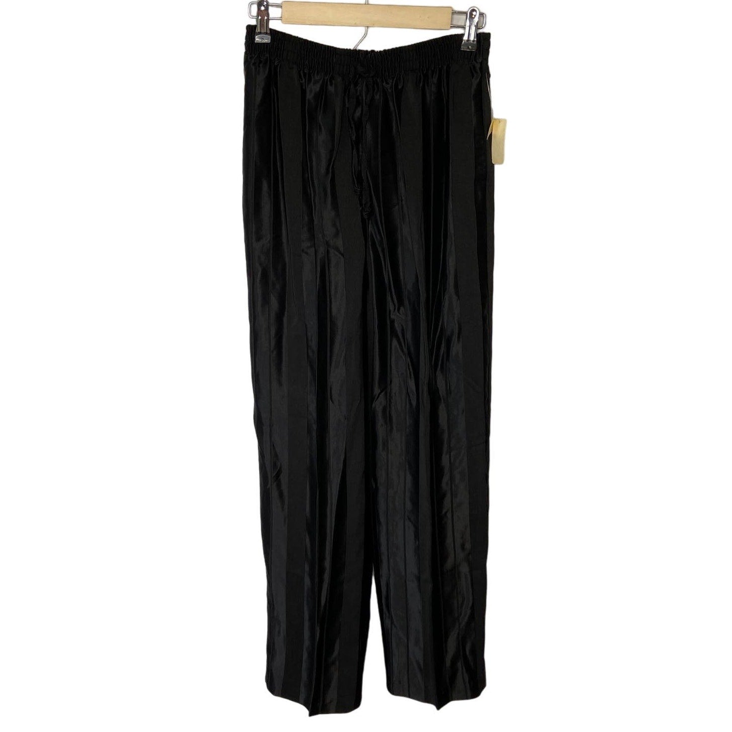 American Vintage Shiny Matte Stripe Black Stretch Waist Pants - Women's Size M