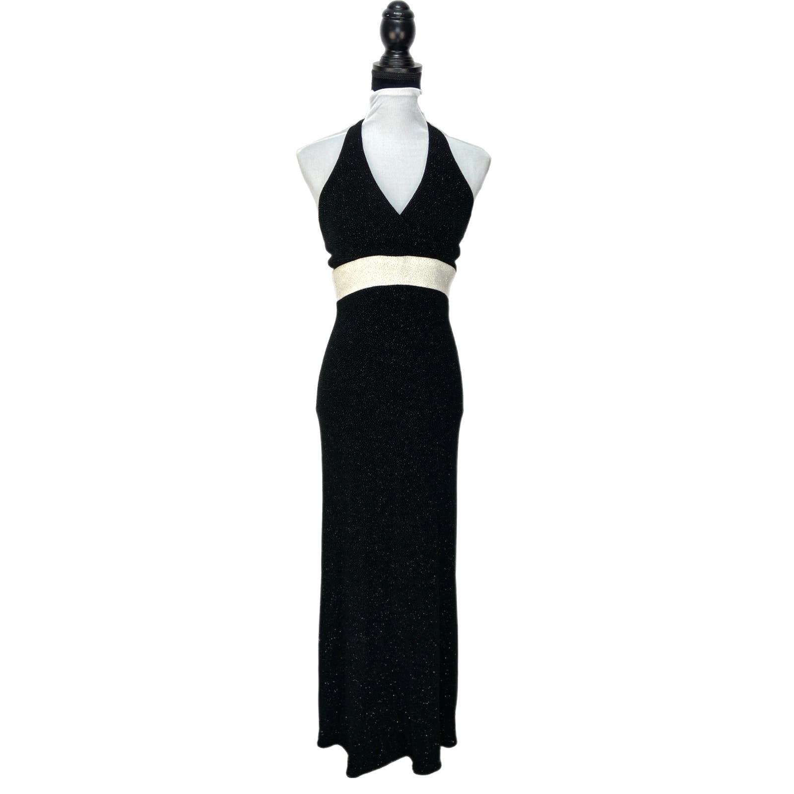 American Vintage Sparkly Jeweled Halter Maxi Formal Dress - Women's Size 7