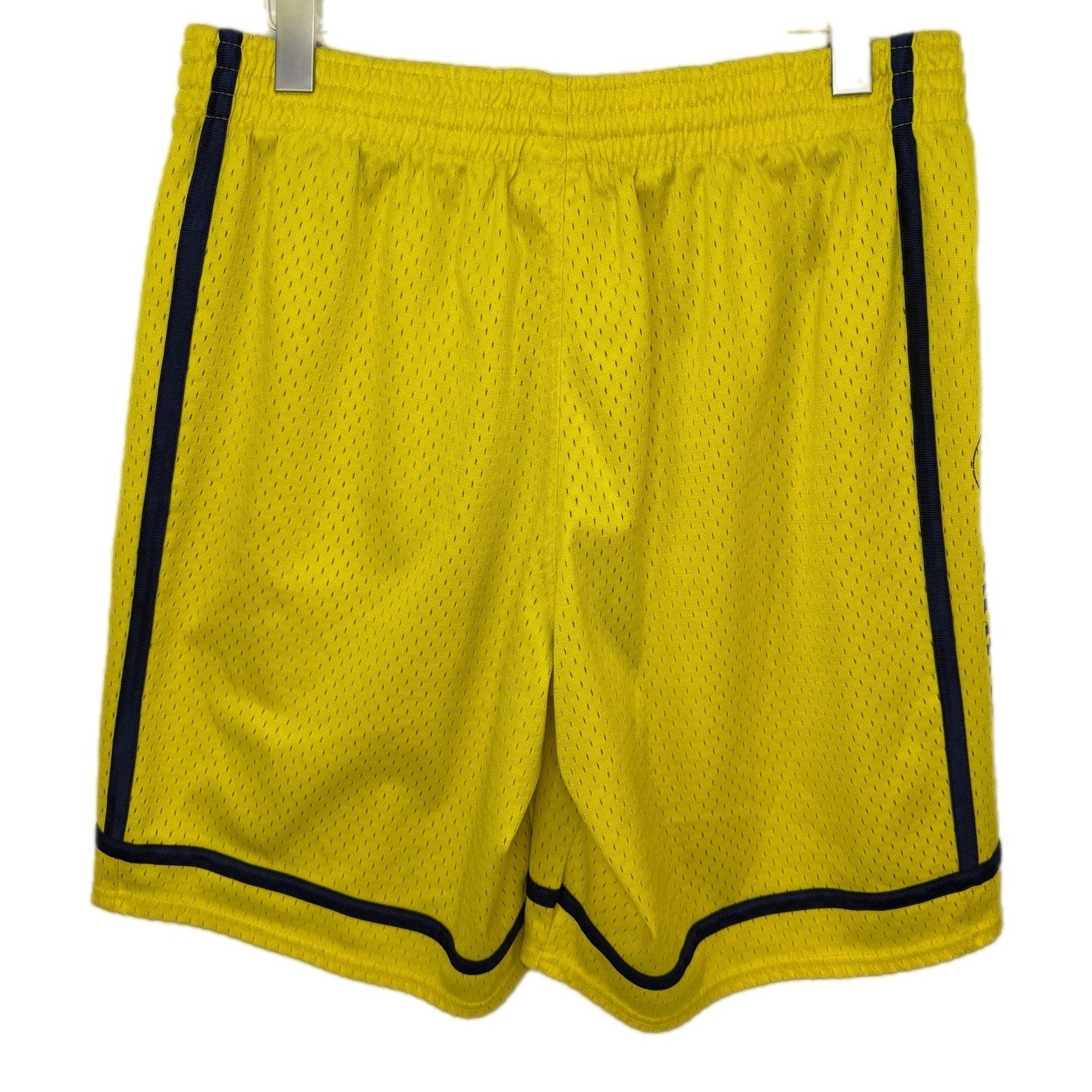 Adidas Yellow Blue Stripe Jersey Lined Basketball Shorts - Men's Size L