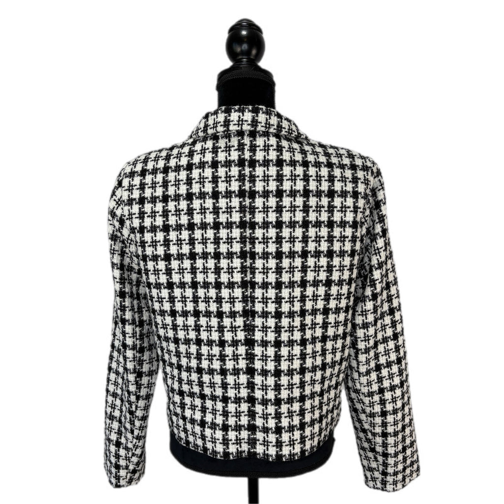 Rachel Zoe Retro Glam Black White Tweed Jacket - Women's Size L