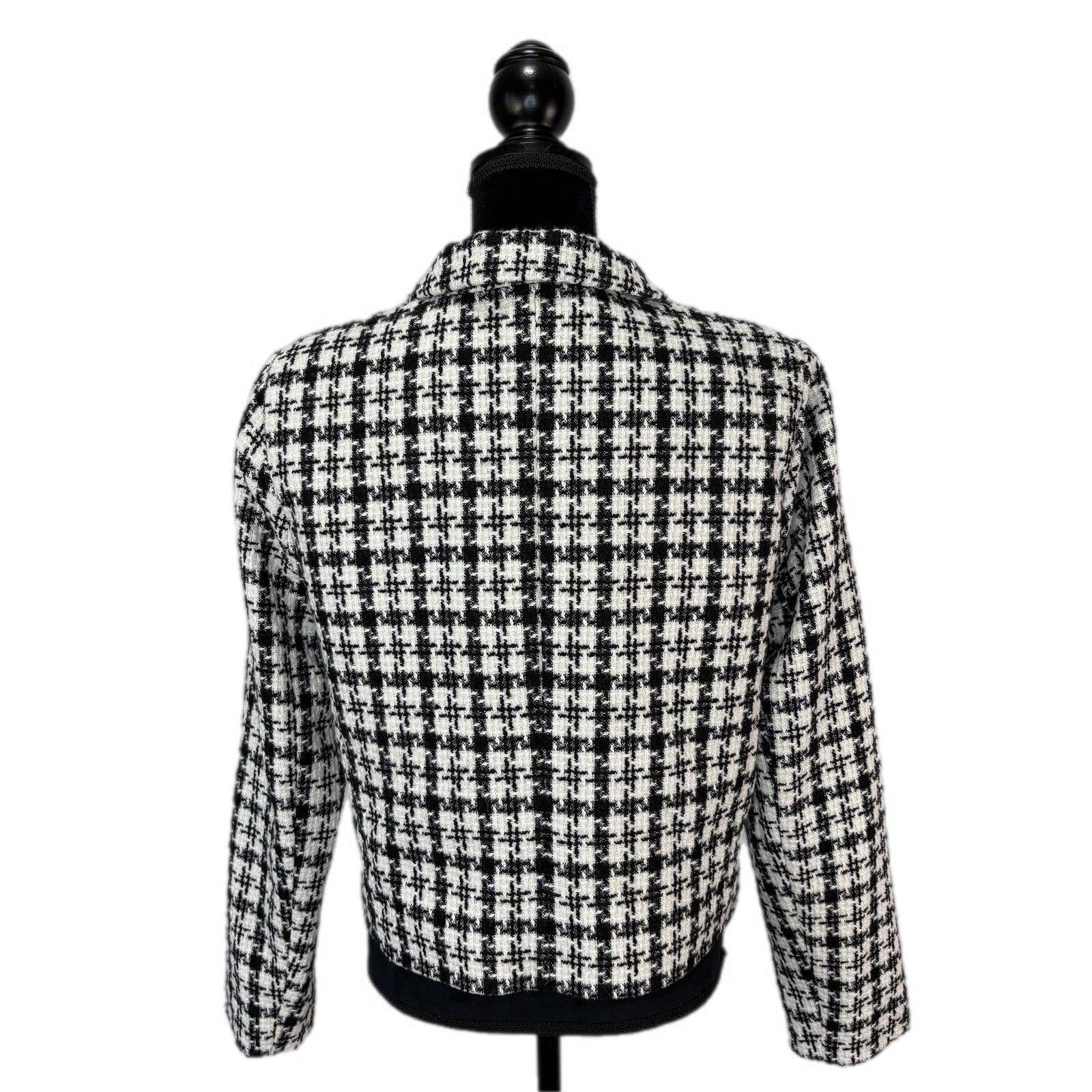 Rachel Zoe Retro Glam Black White Tweed Jacket - Women's Size L