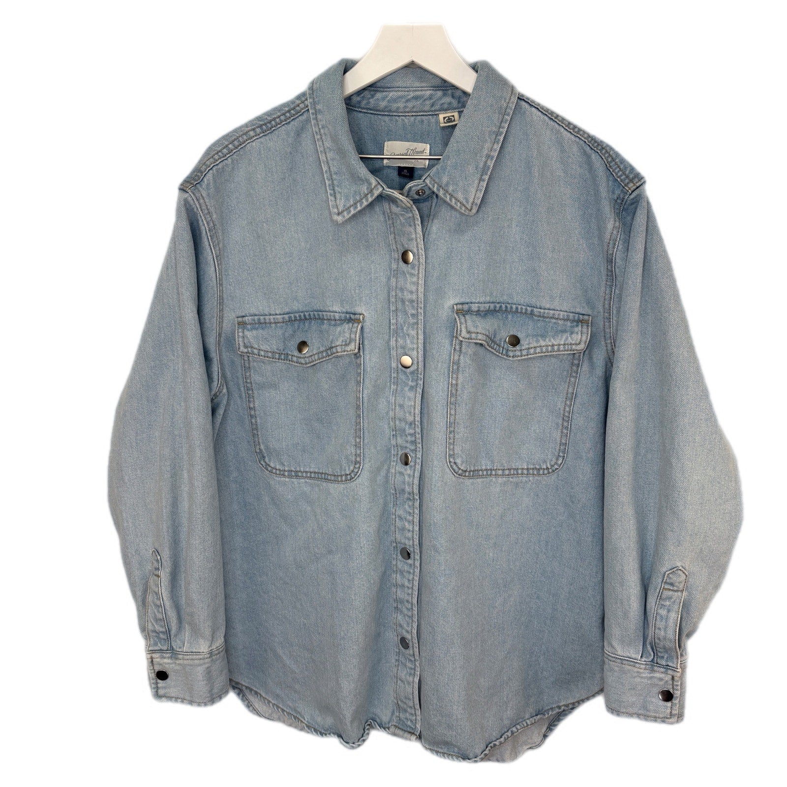 Light Wash Heavy Denim Shirt Jacket - Women's Size XL