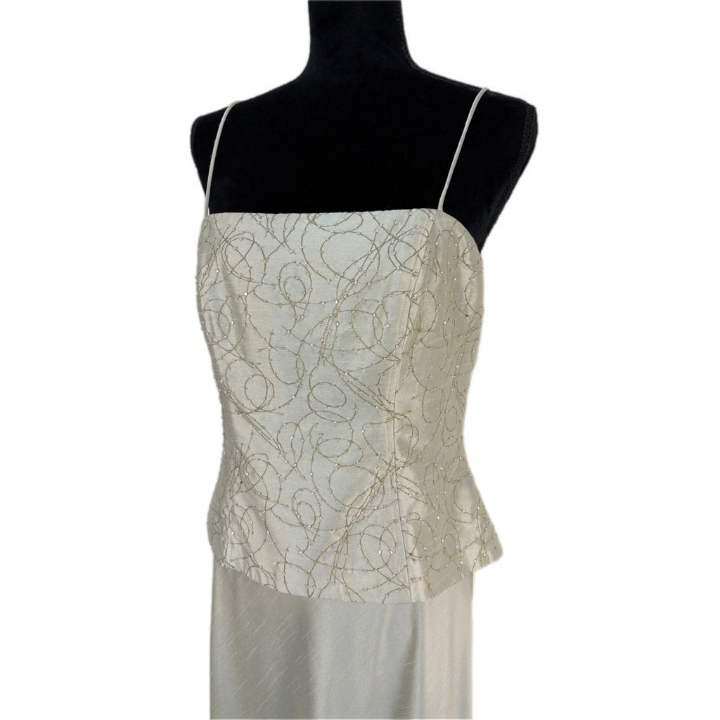 Cachet Light Green Beaded Filigree Bodice Long Formal Gown - Women's Size 12