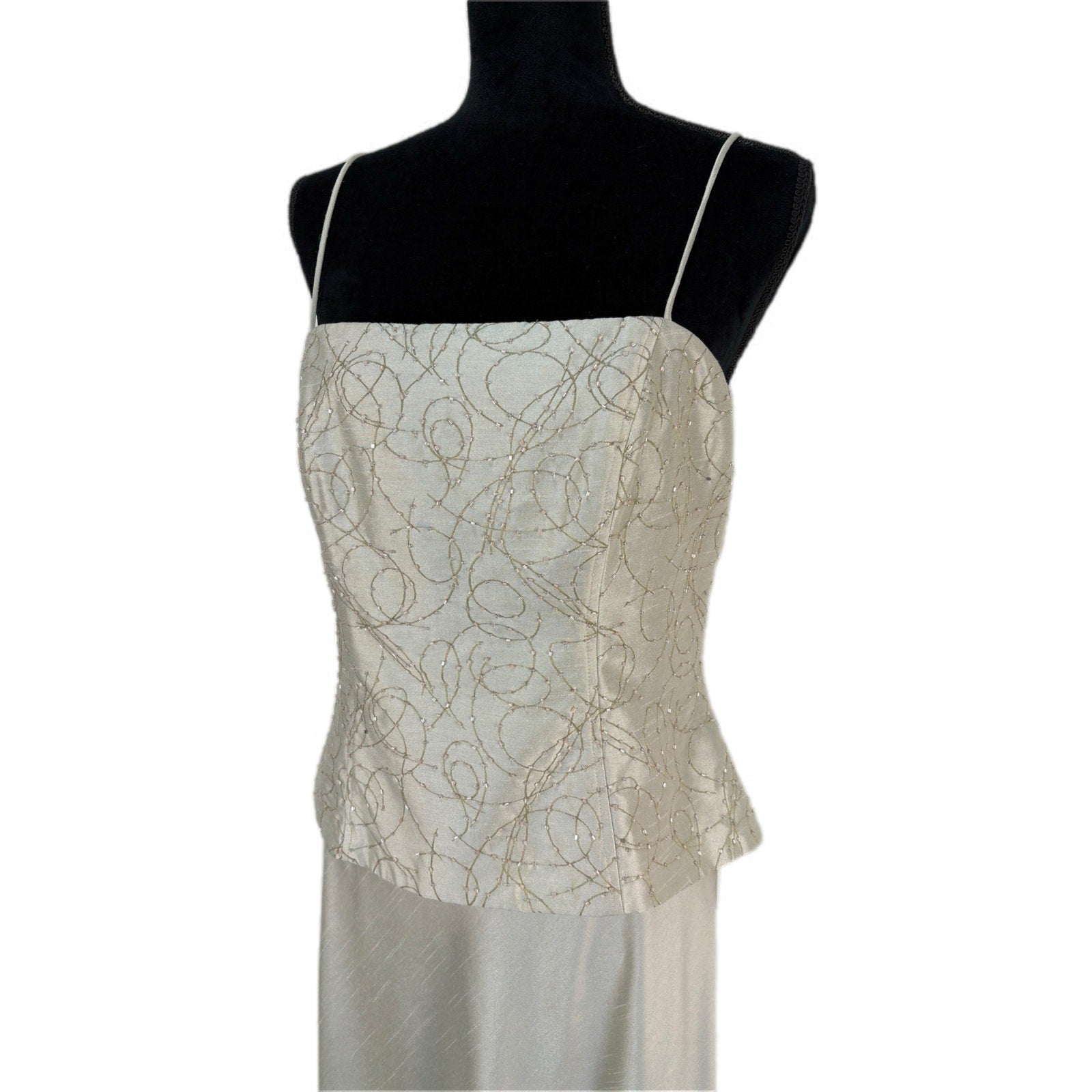 Cachet Light Green Beaded Filigree Bodice Long Formal Gown - Women's Size 12