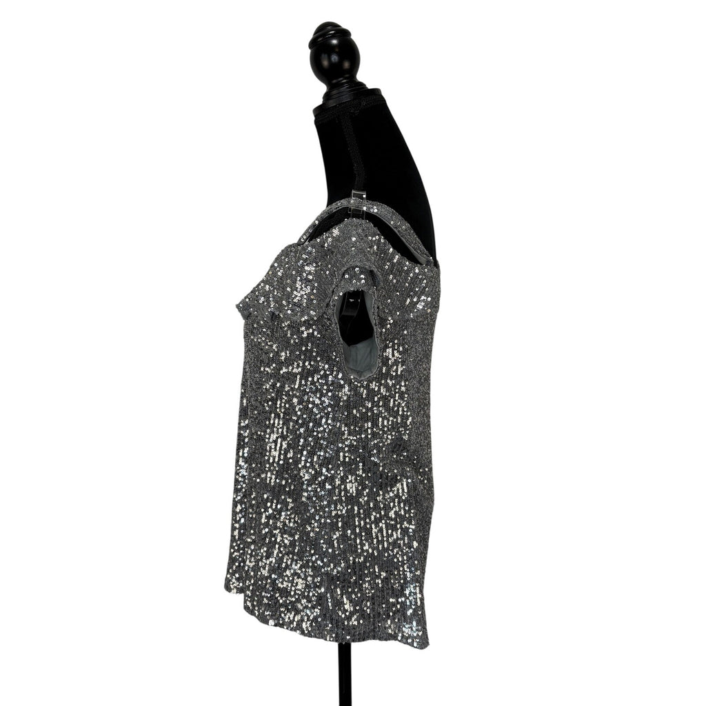 Cable & Gauge Silver Sequins Top - Women's Size M