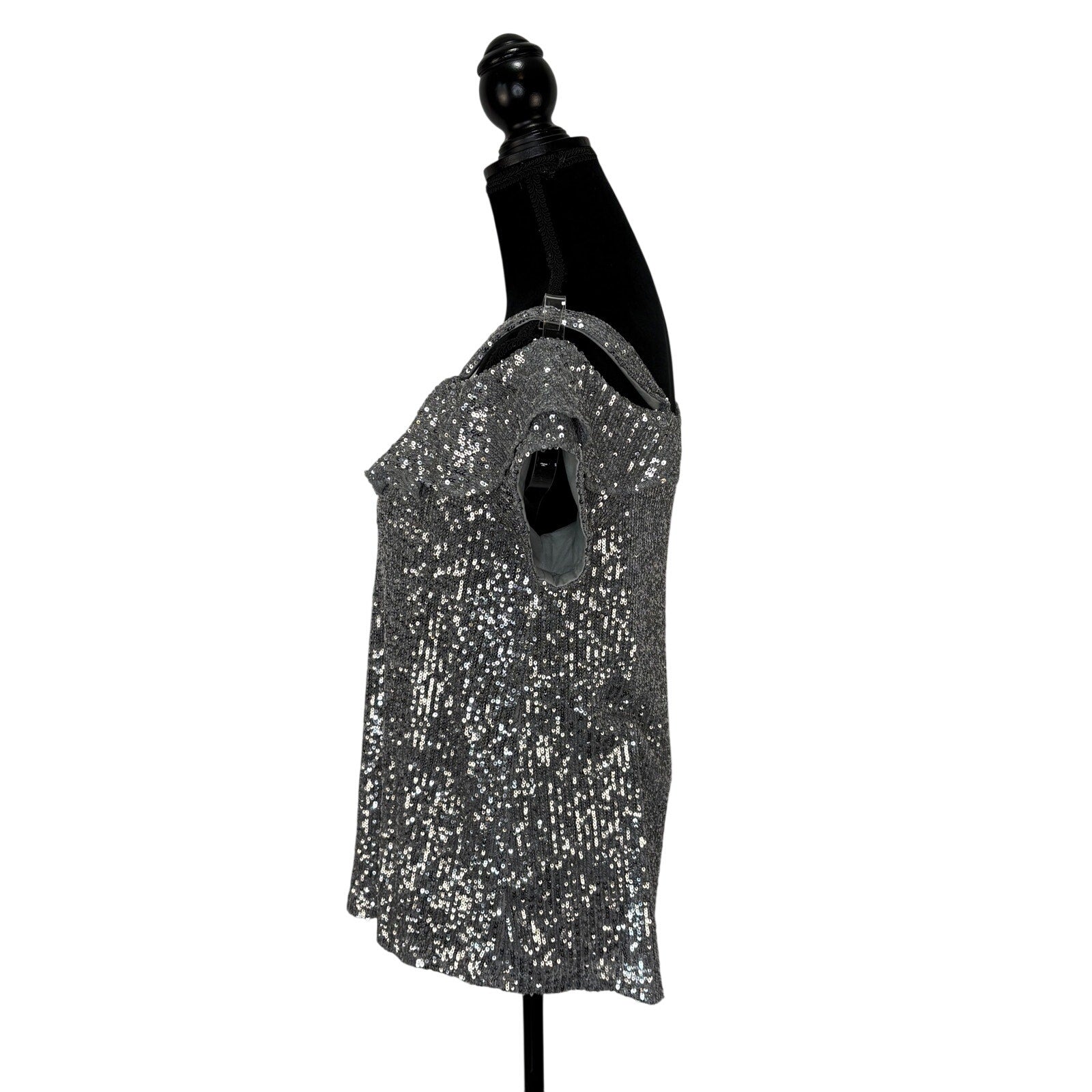 Cable & Gauge Silver Sequins Top - Women's Size M