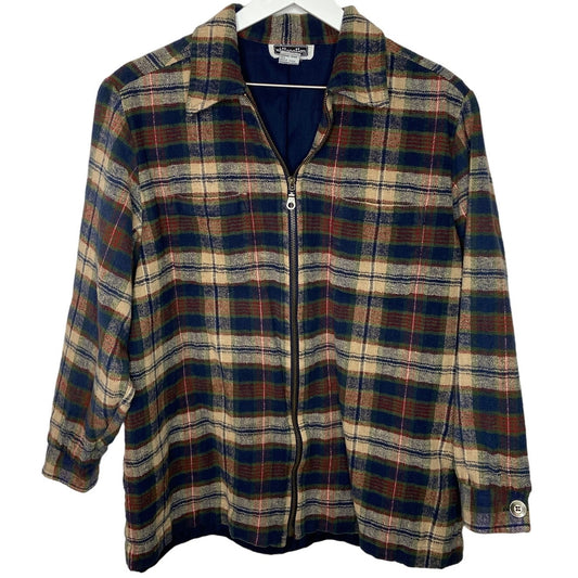 Y2K Plaid Flannel Zip Up Jacket - Women's Size L