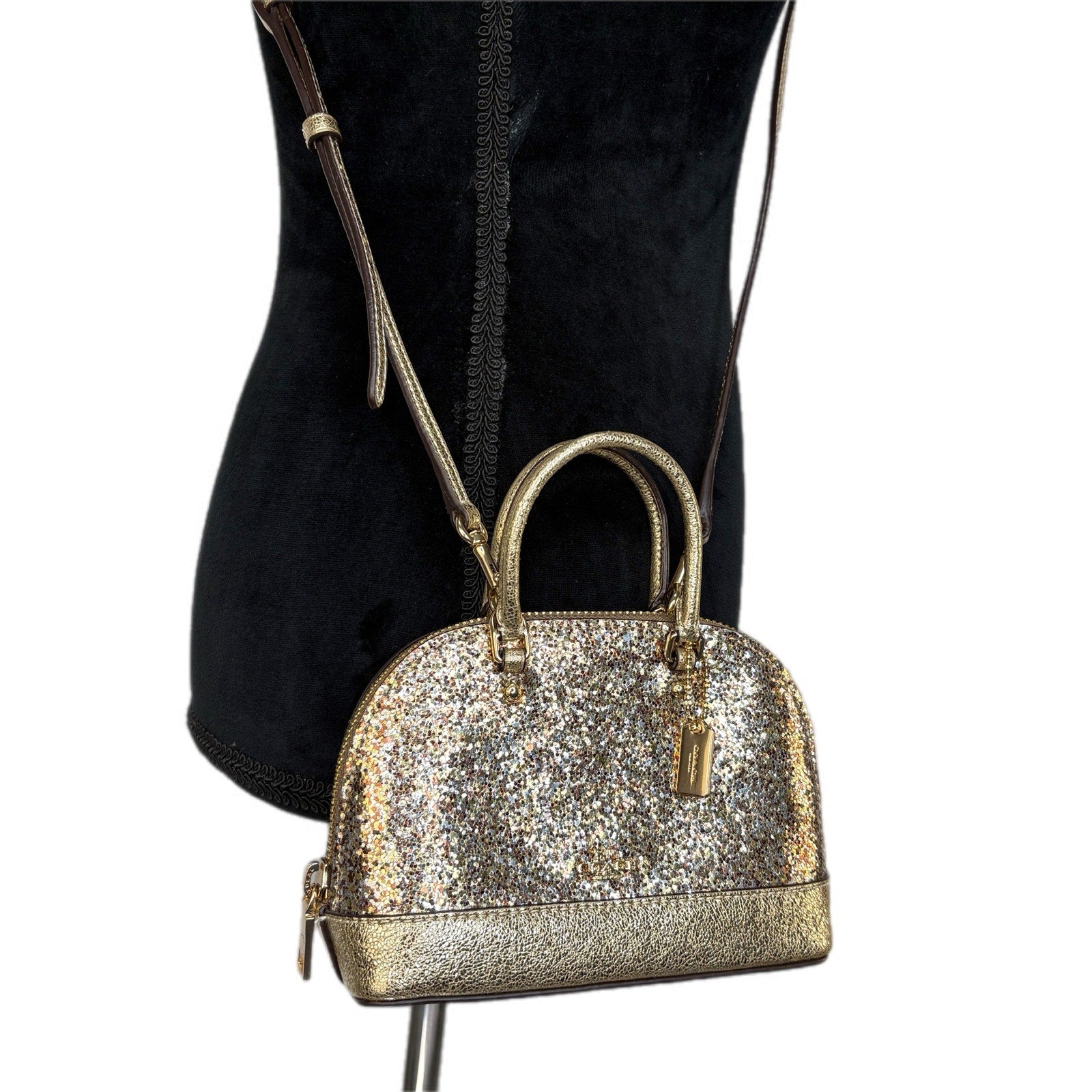 COACH Wizard of Oz Mini Micro Sierra Gold Glitter Crossbody Purse F39497