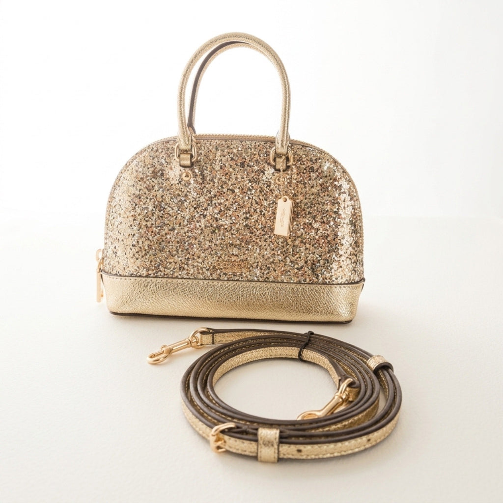COACH Wizard of Oz Mini Micro Sierra Gold Glitter Crossbody Purse F39497