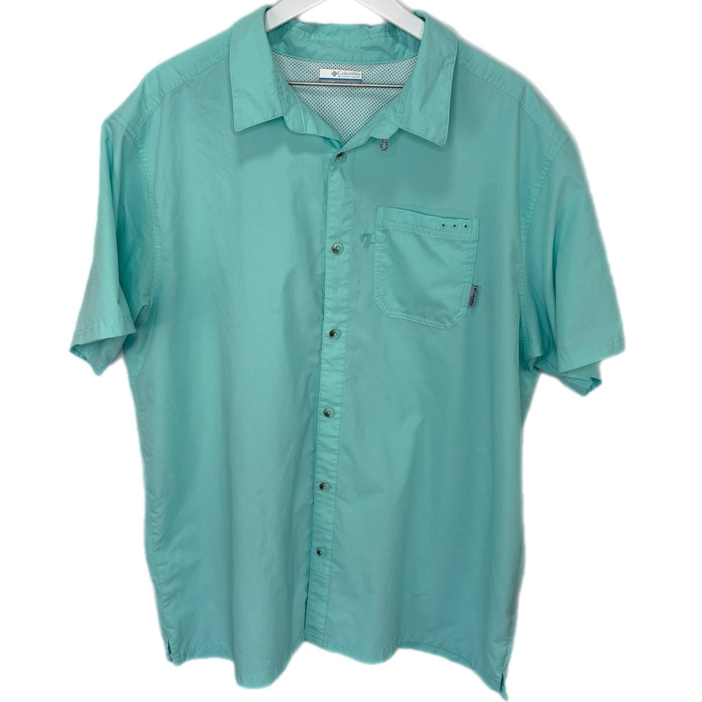 Columbia PFG Sea Green Short Sleeve Button Up Shirt - Men's Size XXL
