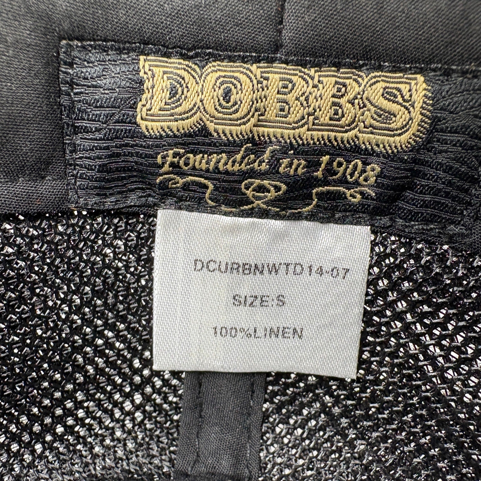 DOBBS Fedora Hat Black Linen Summer Dress Hat Men's Size Small